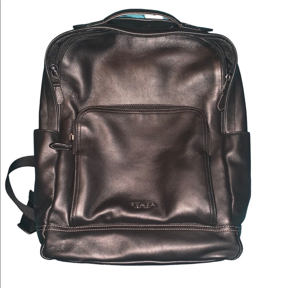 Black leather coach backpack